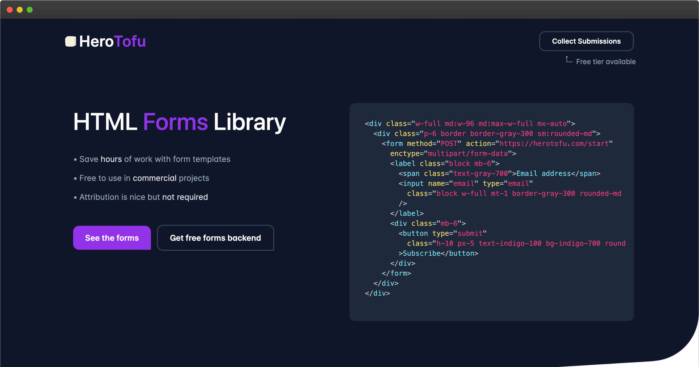 Free and Responsive HTML Form Templates gallery image