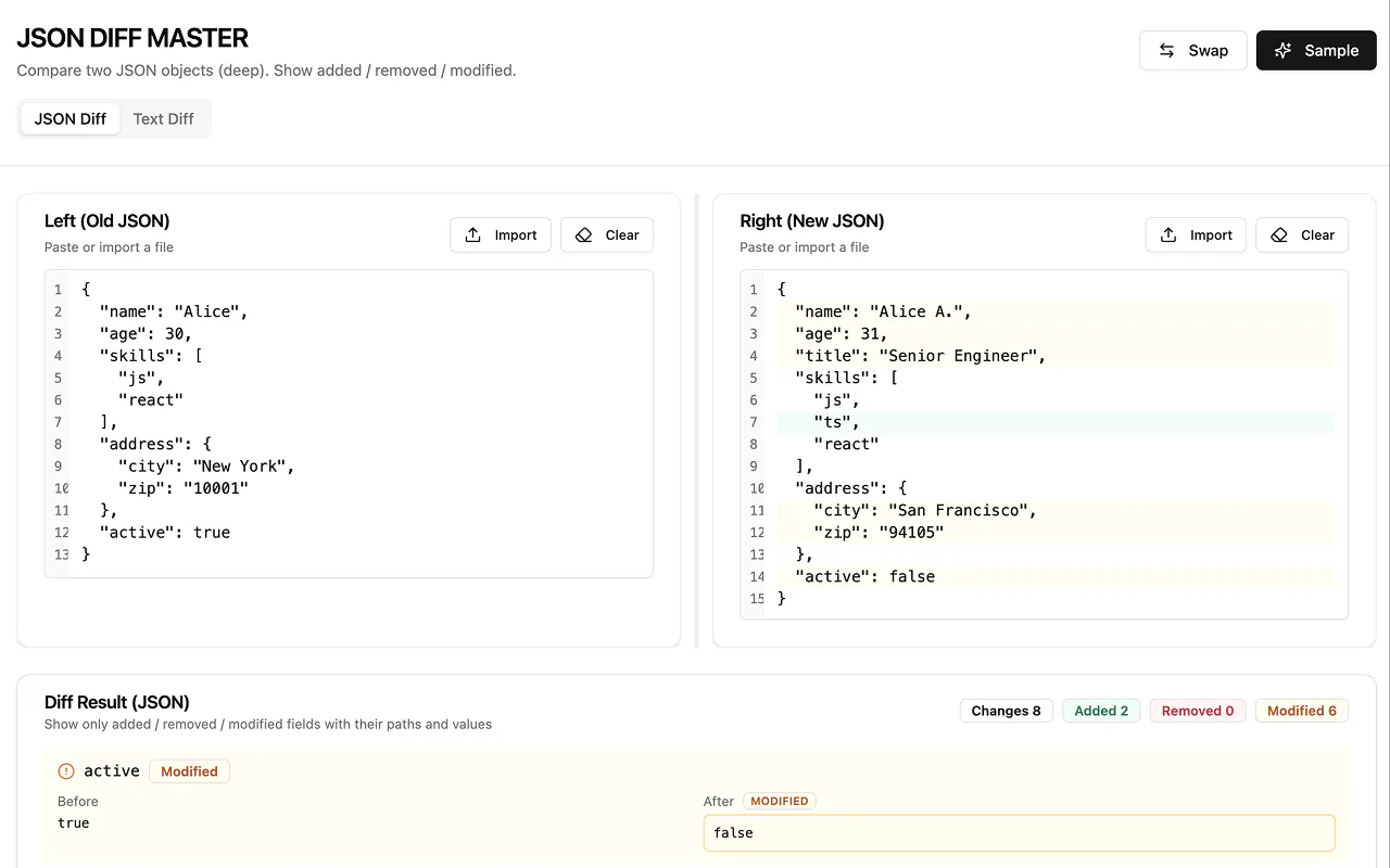 Compare 2 JSON objects gallery image