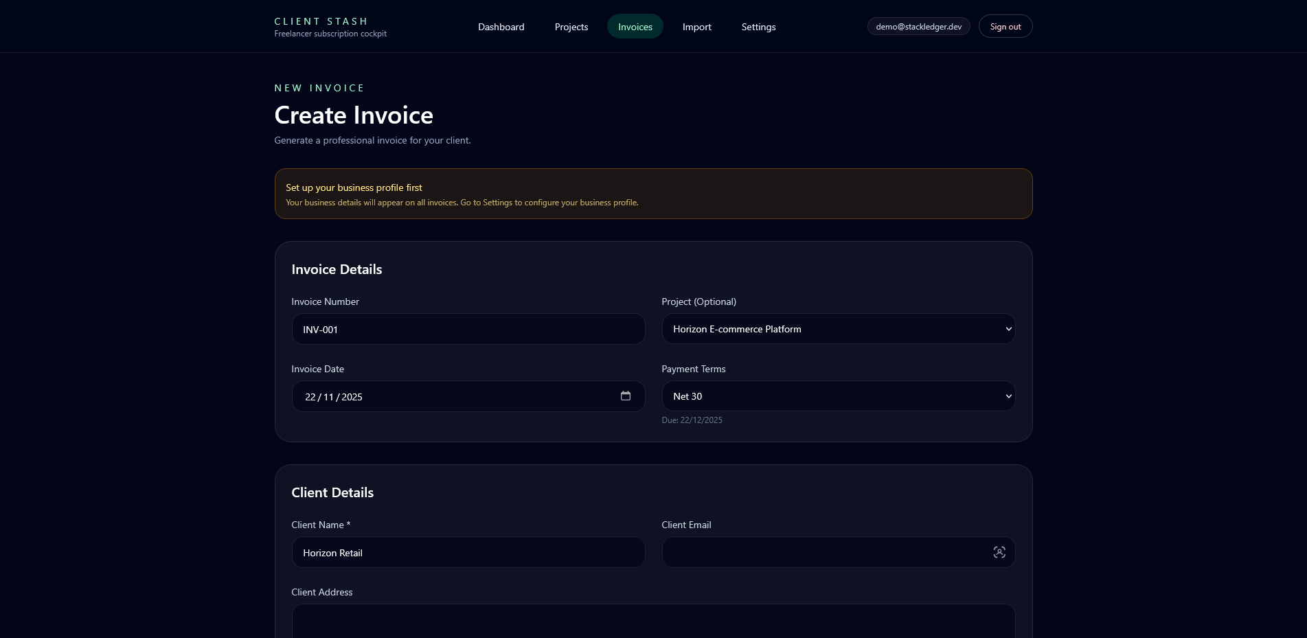 Client Stash - Screenshot 4 showing product features and functionality