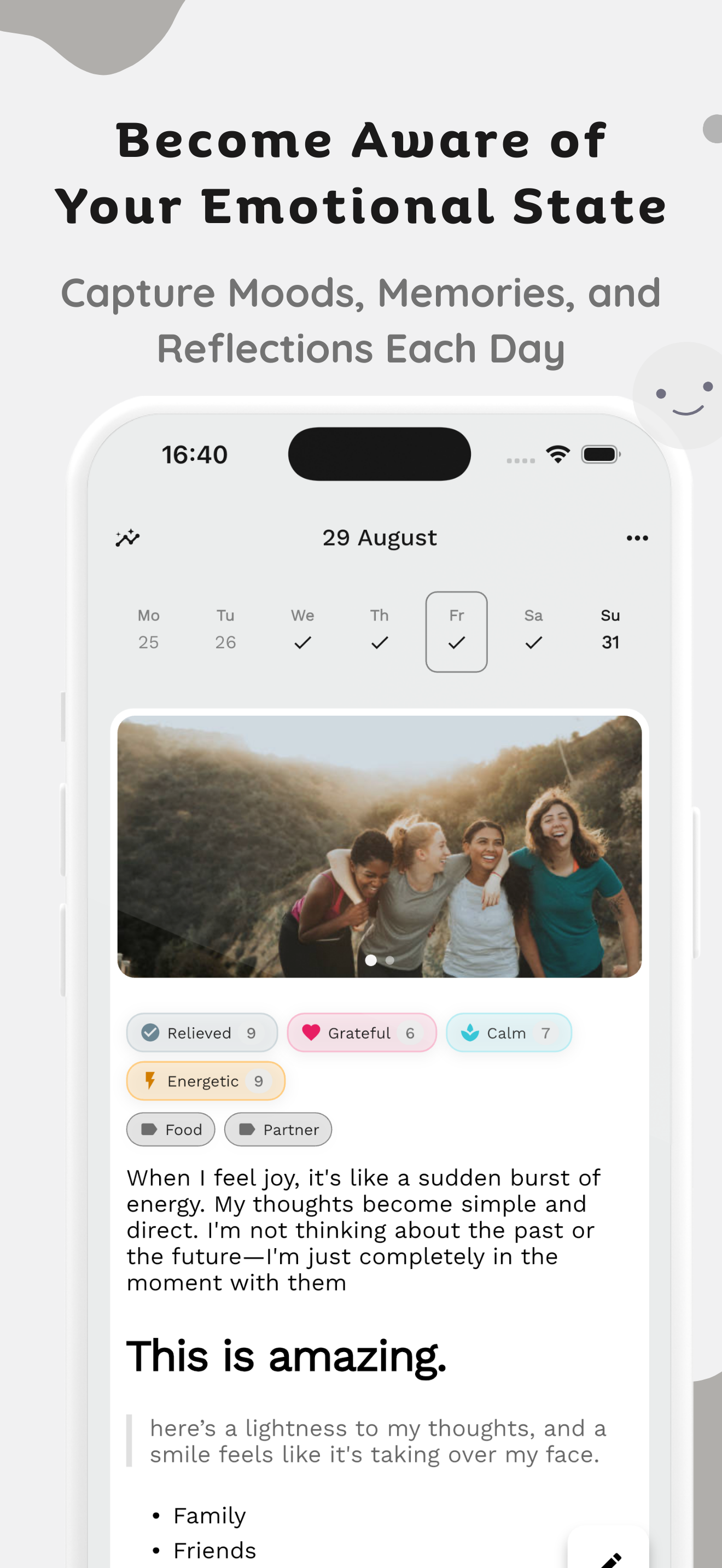 Media Emofit: Mood Journal and Tracker - Tiada Fluff: Hanya memperbaiki dan memproses emosi & pemikiran 2