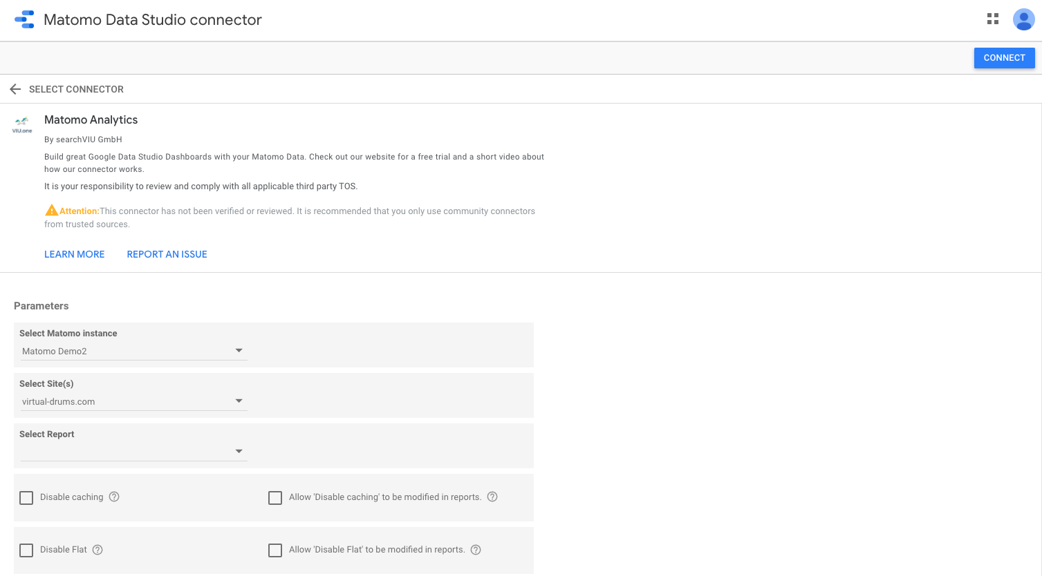 Matomo Data Studio connector gallery image