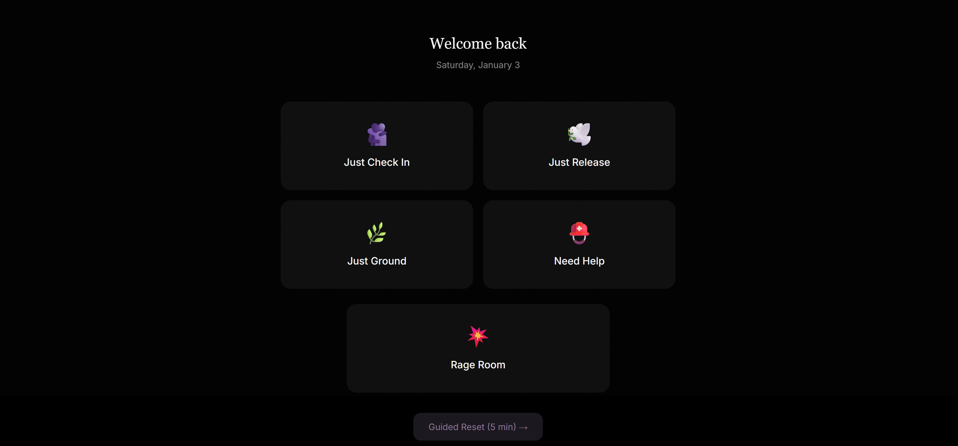 Reset Space - Main product screenshot demonstrating key features and user interface