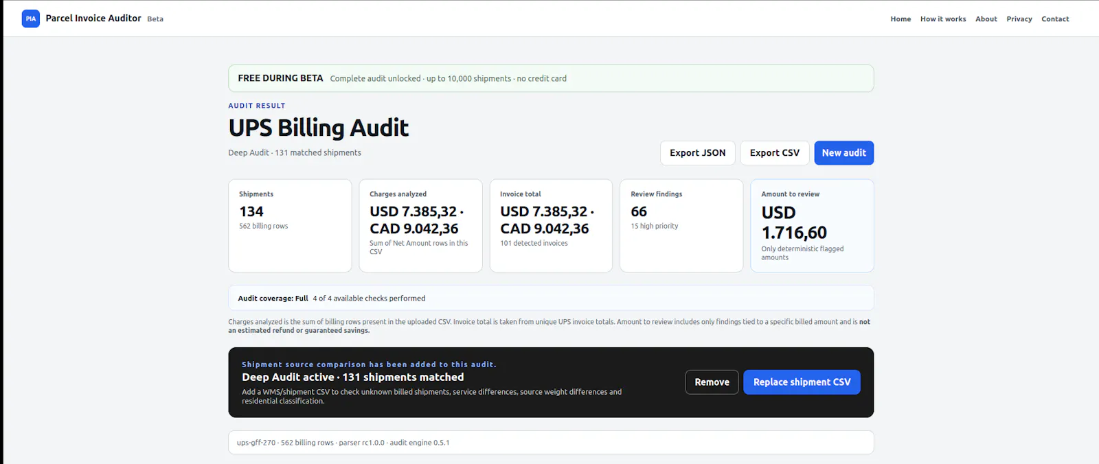 Parcel Invoice Auditor screenshot 2