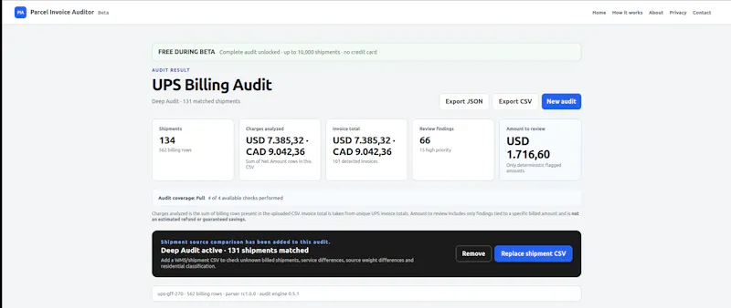 Parcel Invoice Auditor screenshot 2