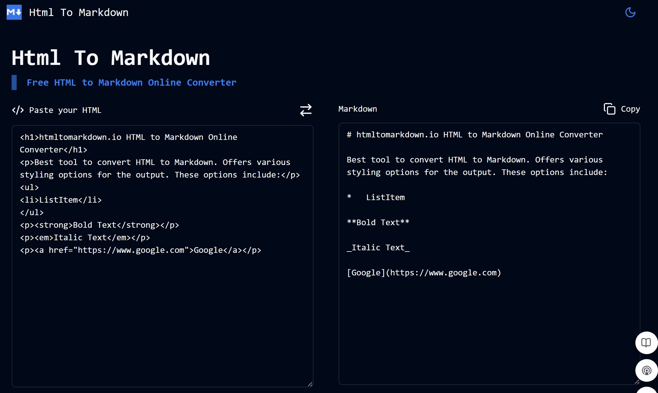 Html a markdown - HTML GRATIS a Markdown Convertidor en línea media 1