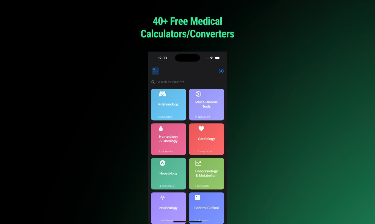 Biomedico: calcolatore/convertitore medico - 40 calcolatori medici per cure accurate e rapide media 1