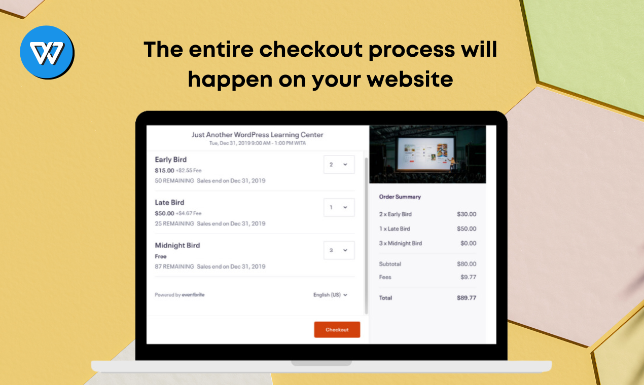 Media WP Eventbrite checkout - Membolehkan orang membeli tiket tanpa meninggalkan laman web anda 2