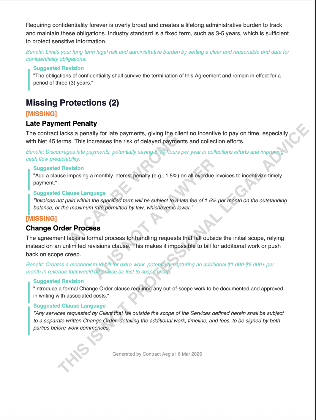 Contract Aegis - AI Contract Reviewer  - Screenshot 4 showing product features and functionality