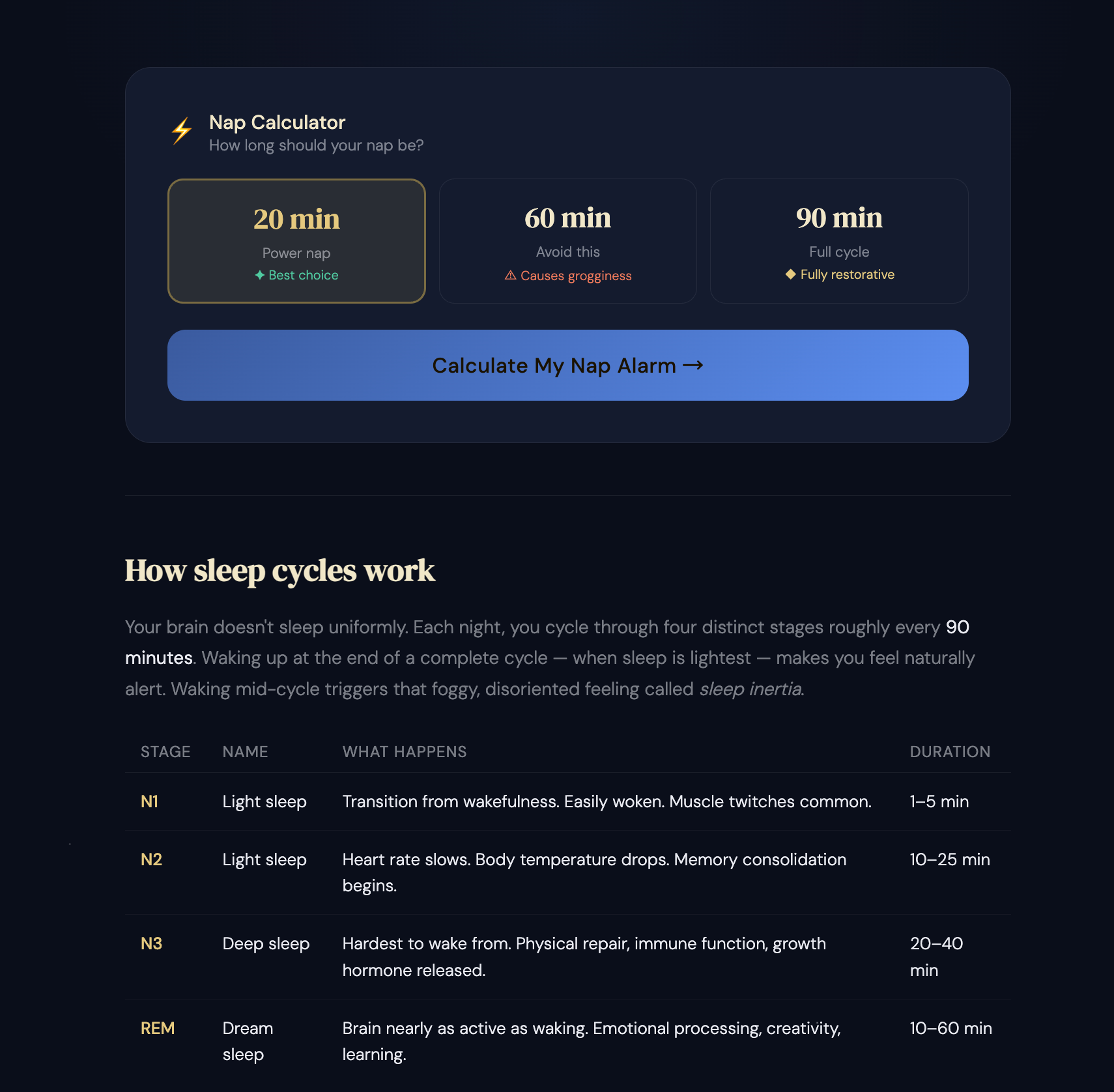 Sleep Cycle Calculator gallery image