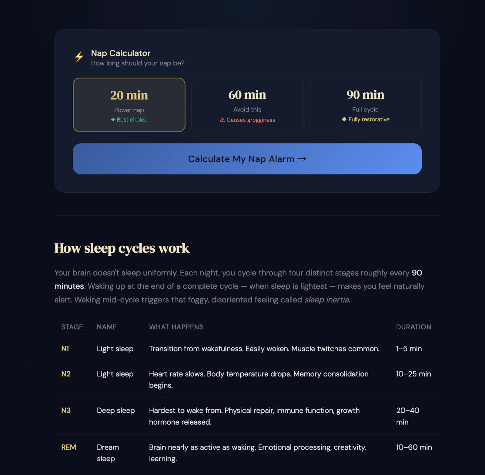 Sleep Cycle Calculator screenshot 3