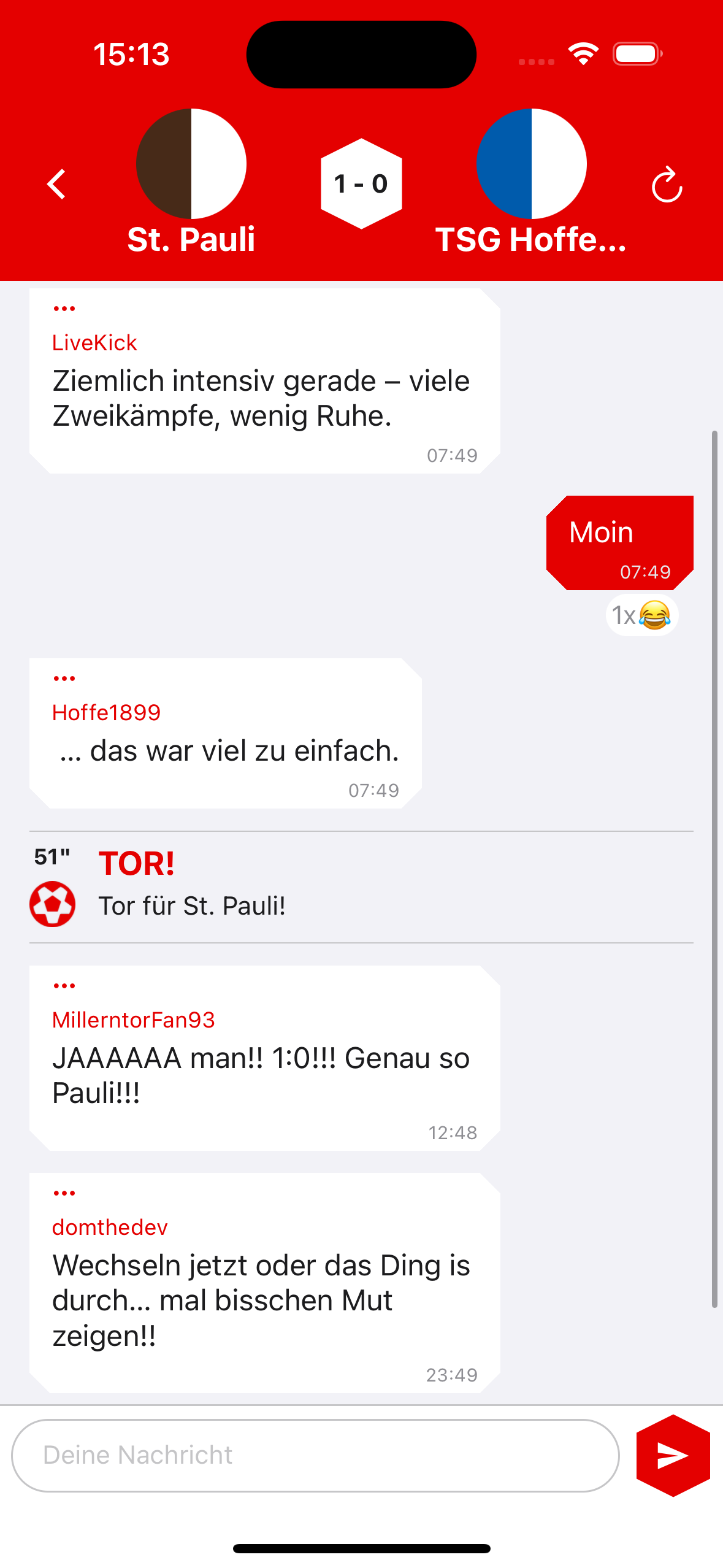 Liga Live -Chat - Die Bundesliga-Chat-App für Echtzeit-Fan-Reaktionen Medien 1