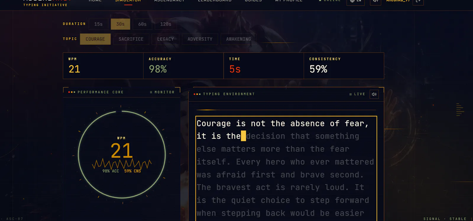 Typing tests with RPG-style tiers screenshot 4