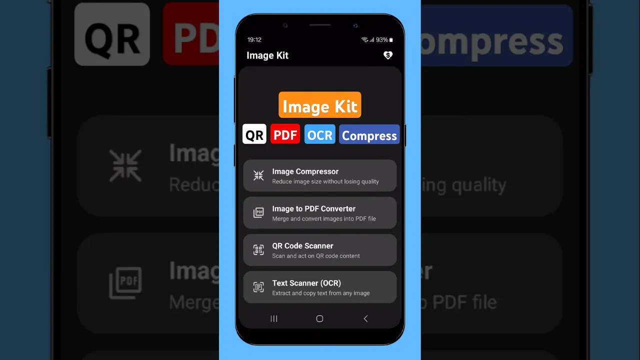 Image Kit - OCR, PDF, QR scan, Compress gallery image