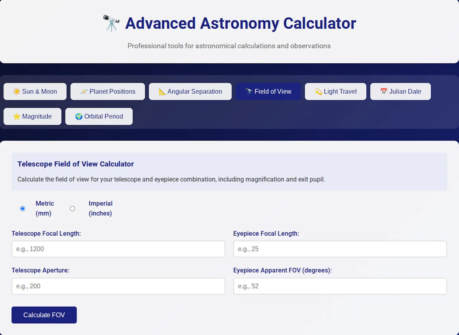 Astronomy Calculator Suite screenshot 1