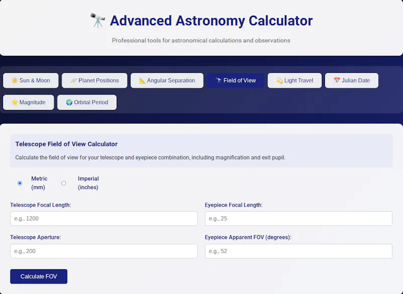 Astronomy Calculator Suite screenshot 1