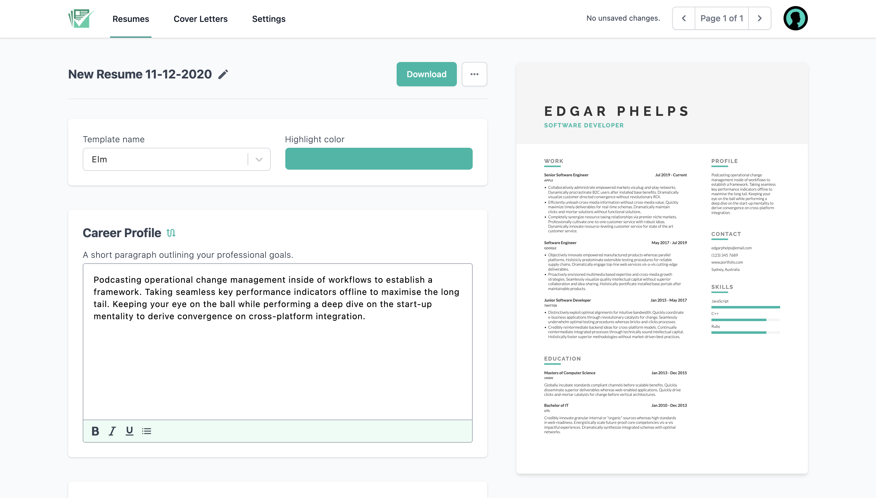FreeResume - CV & Resume Builder gallery image