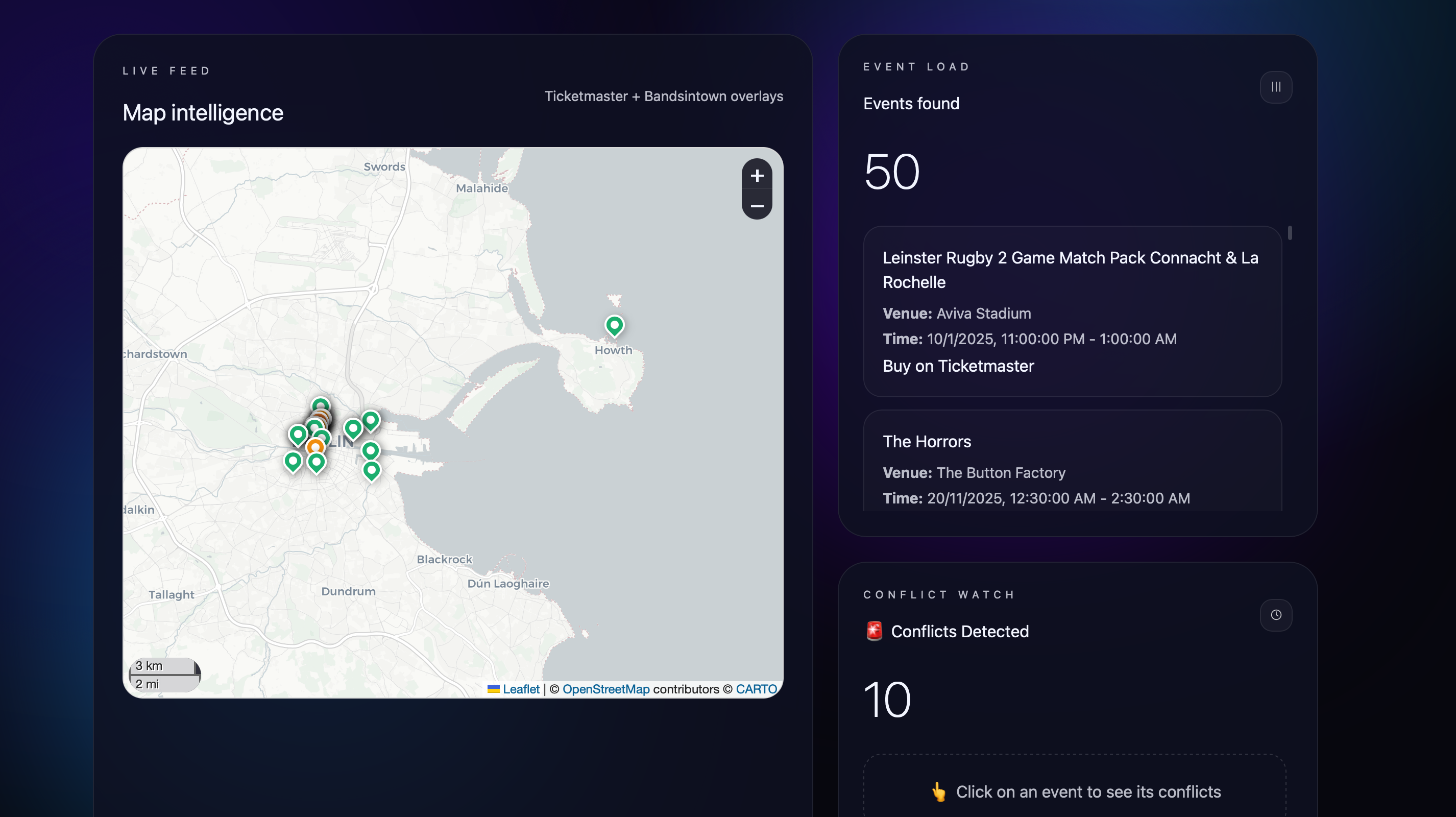 Event Conflict Finder - Main product screenshot demonstrating key features and user interface