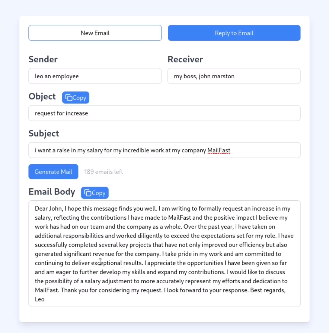 Mailfast, penulis e -mel AI anda media 3