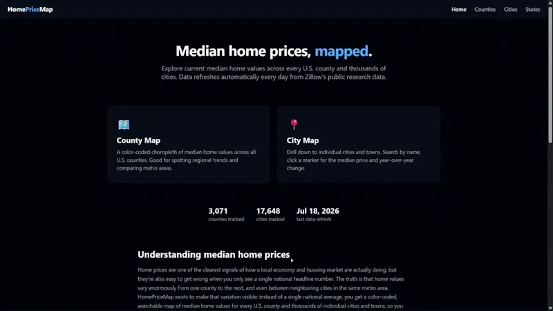 Home Price Map — Median Home Values Maps screenshot 1 (video preview)