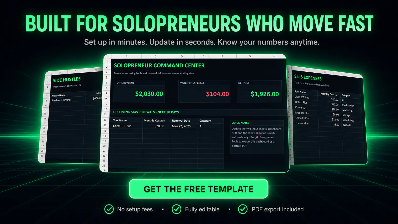 Solopreneur SaaS & Side Hustle Tracker gallery image