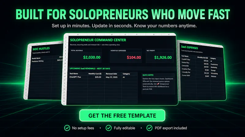 Solopreneur SaaS & Side Hustle Tracker screenshot 3