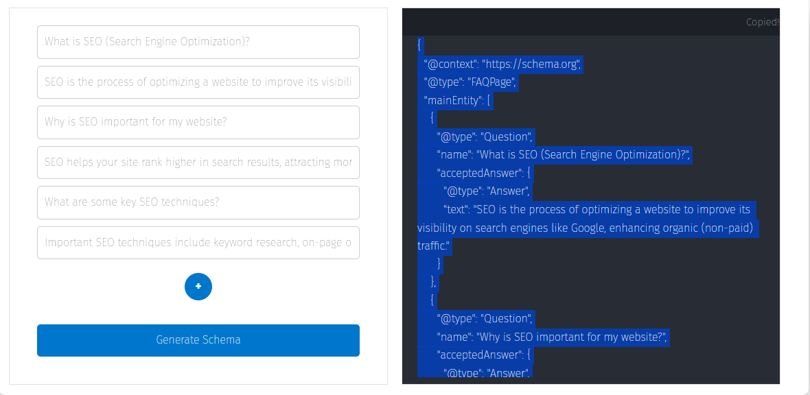 FAQ JSON Schema Generator
