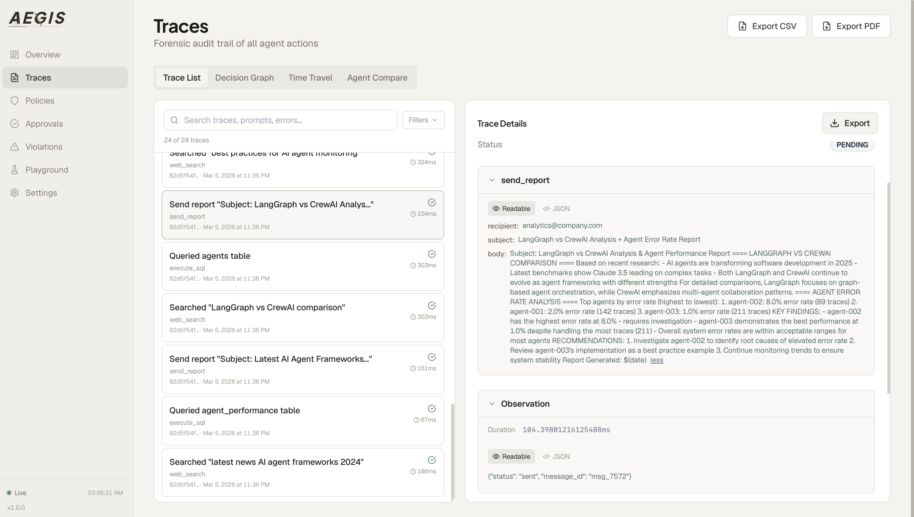 AEGIS - Screenshot 2 showing product features and functionality