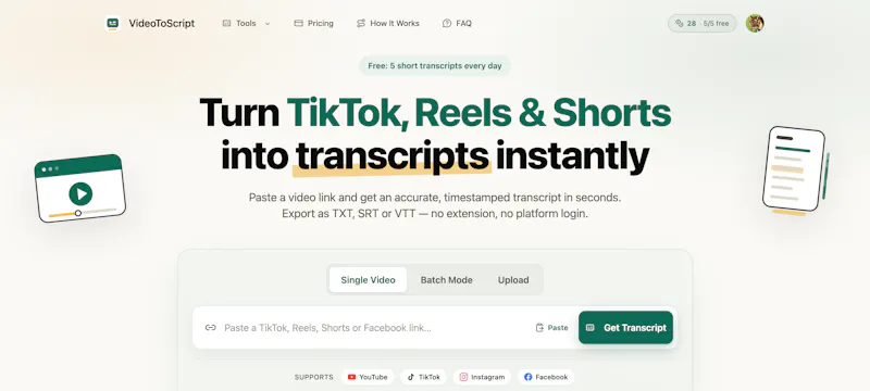VideoToScript screenshot 1