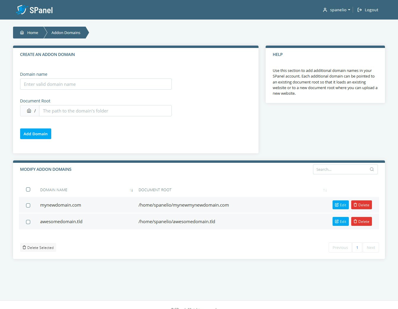SPanel - a free cPanel/WHM alternative gallery image