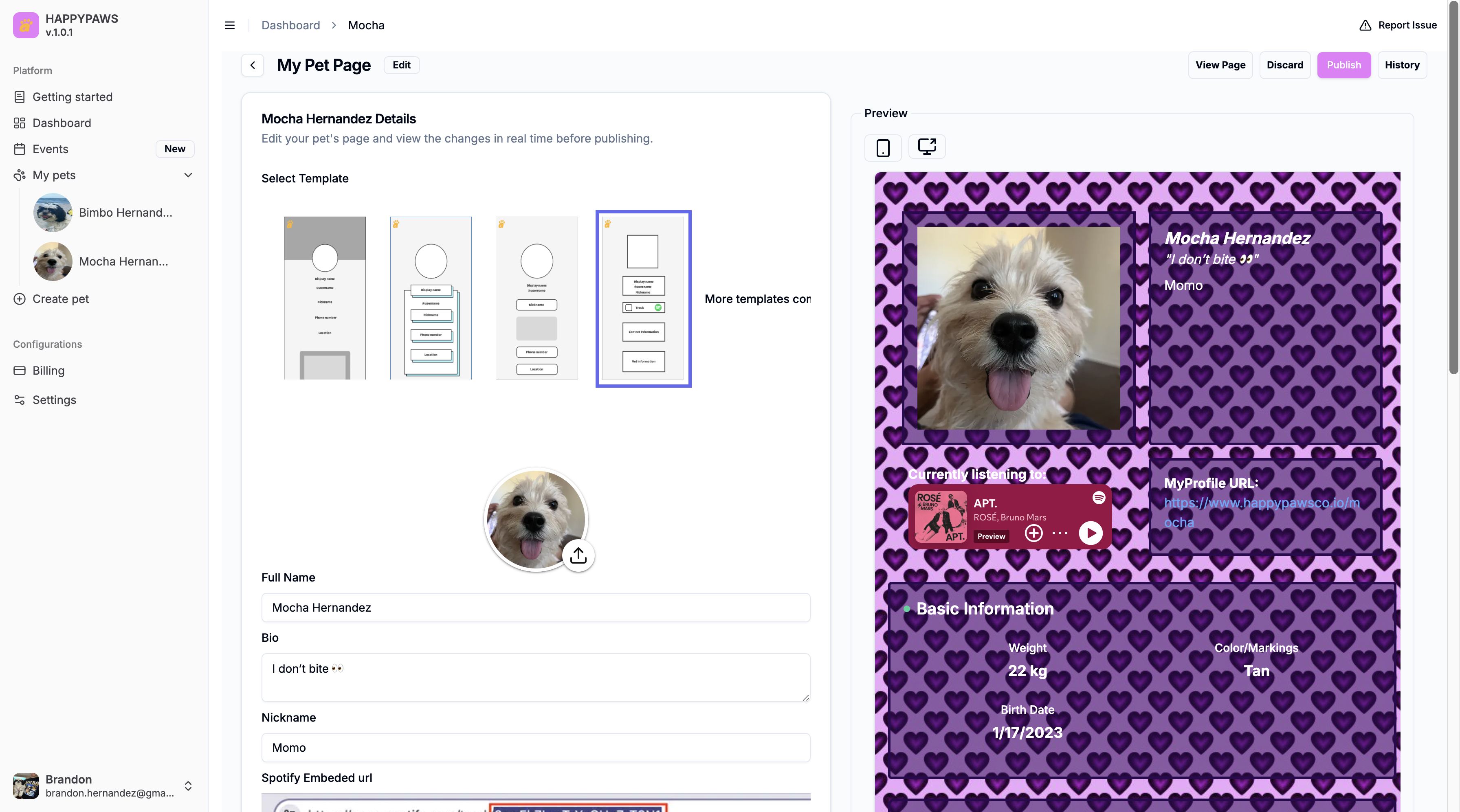 HappyPaws - Un rifugio digitale per i nostri animali domestici per mostrare la loro storia unica. media 1