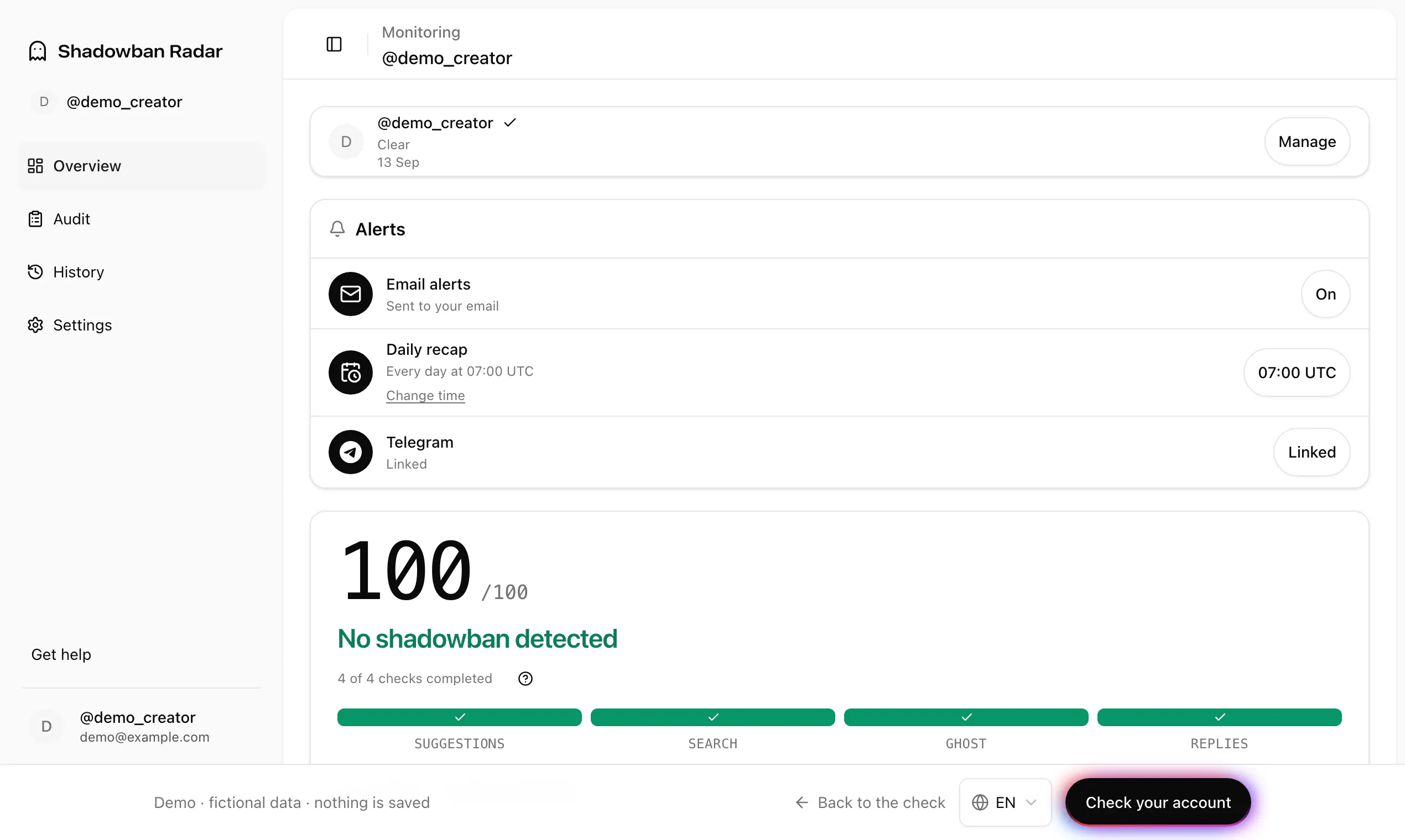 Shadowban Radar gallery image