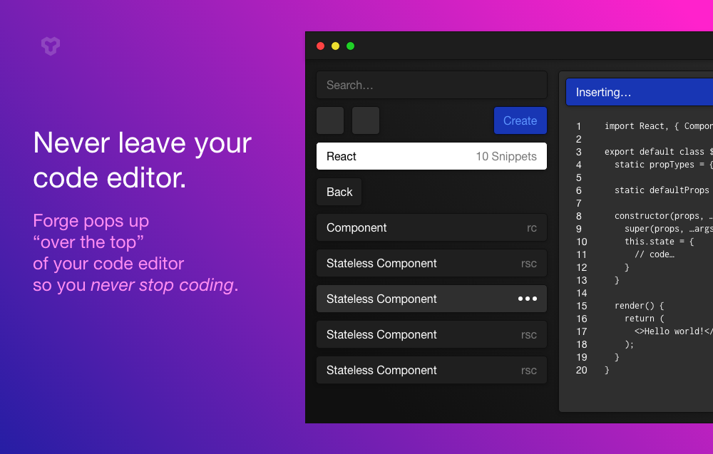 Open - snippets code \u2014 source ... designed for ease tool Forge