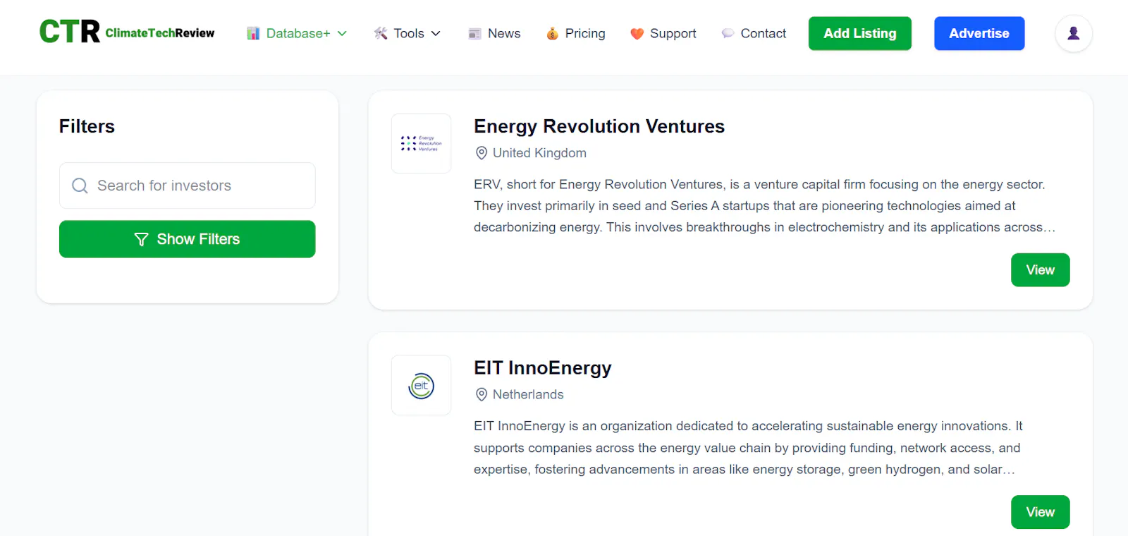 ClimateTechReview screenshot 2