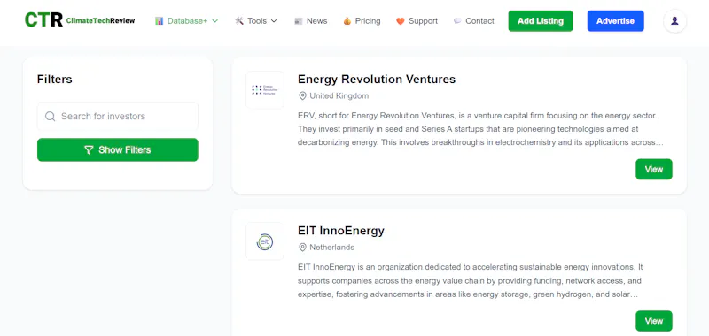 ClimateTechReview screenshot 2