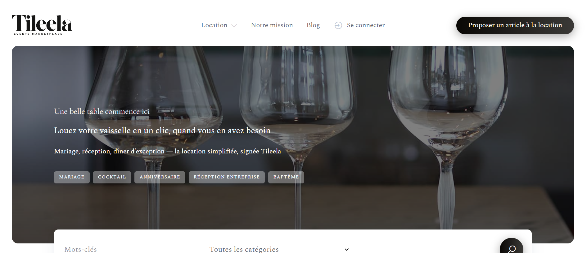 Tileela – Tableware Rental Made Simple - Main product screenshot demonstrating key features and user interface