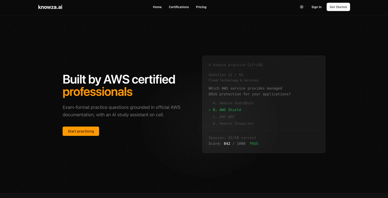 Knowza: AWS Certification Practice Exams screenshot 1