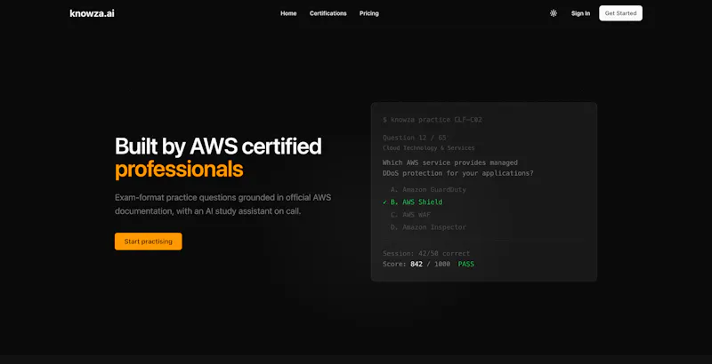 Knowza: AWS Certification Practice Exams screenshot 1