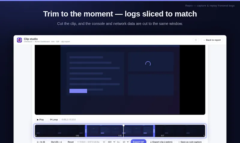 Repro — Capture & replay frontend bugs screenshot 4