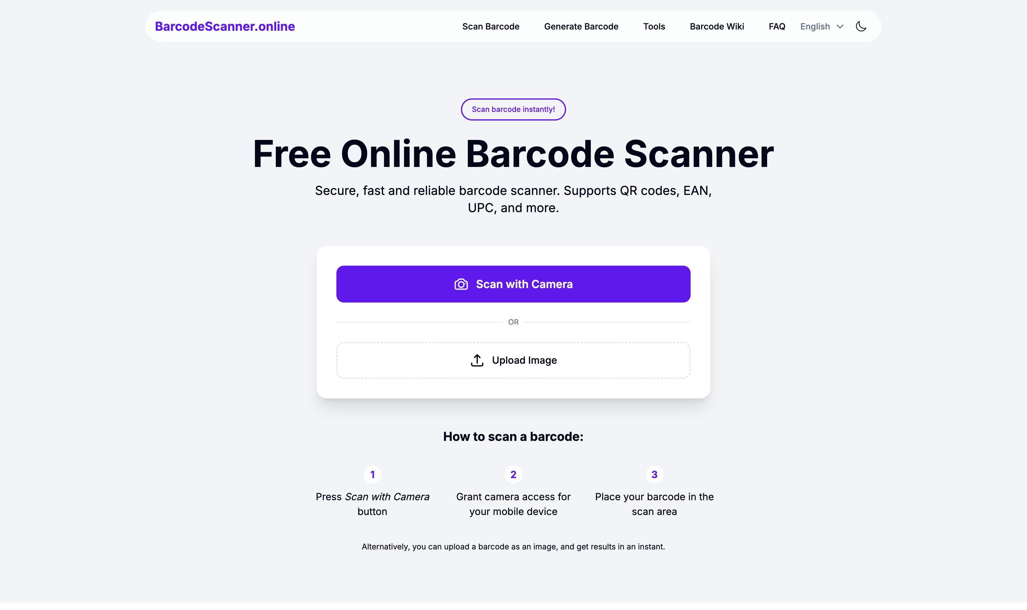 Barcode Scanner Online - Screenshot 3 showing product features and functionality