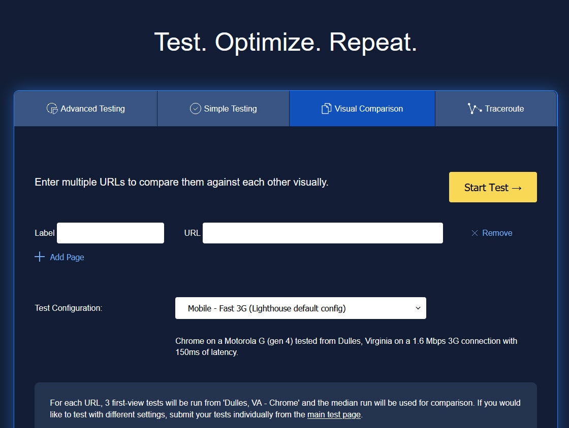 WebPage Test gallery image