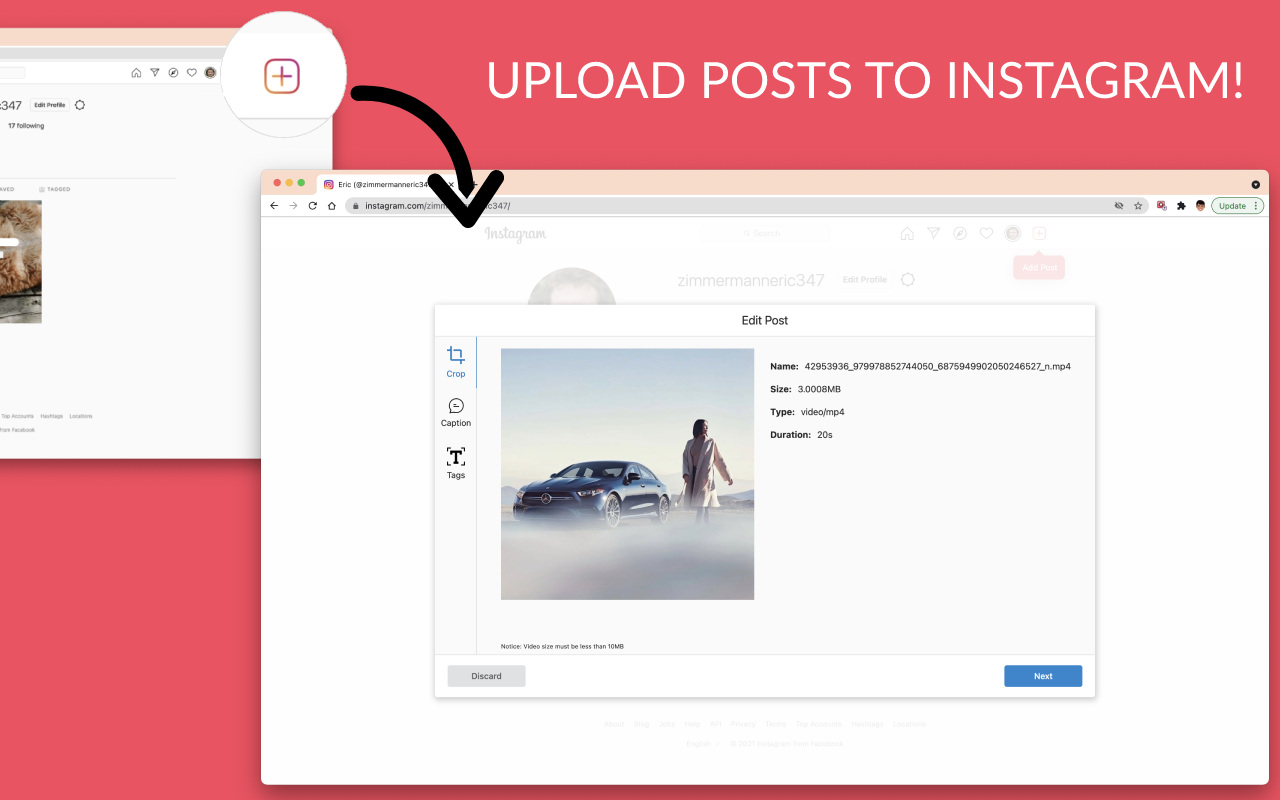 how to get uploader for instagram