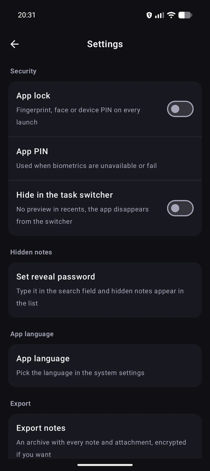 Notes: private & encrypted screenshot 4