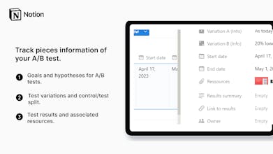 Notion A/B Test Template gallery image