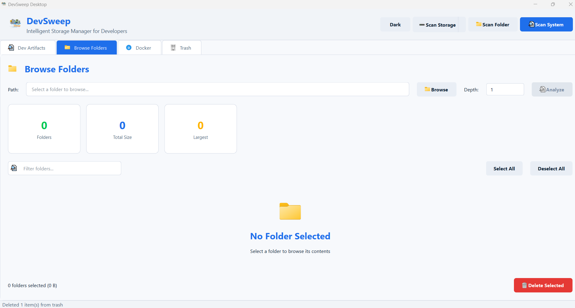 DevSweep - Screenshot 2 showing product features and functionality
