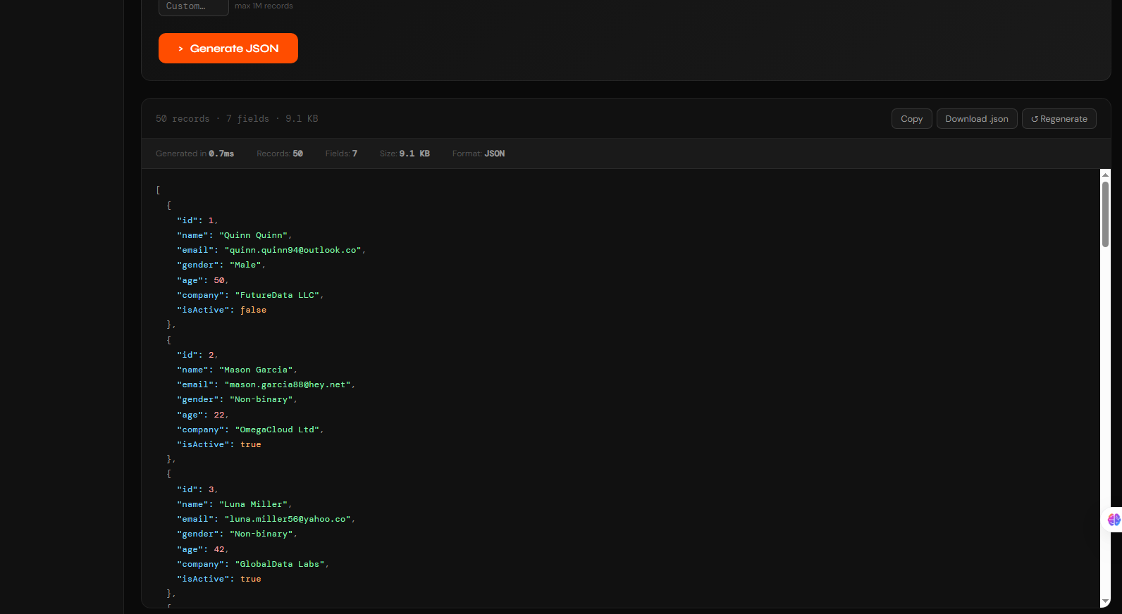 Dummy JSON Generator | JSONForge gallery image