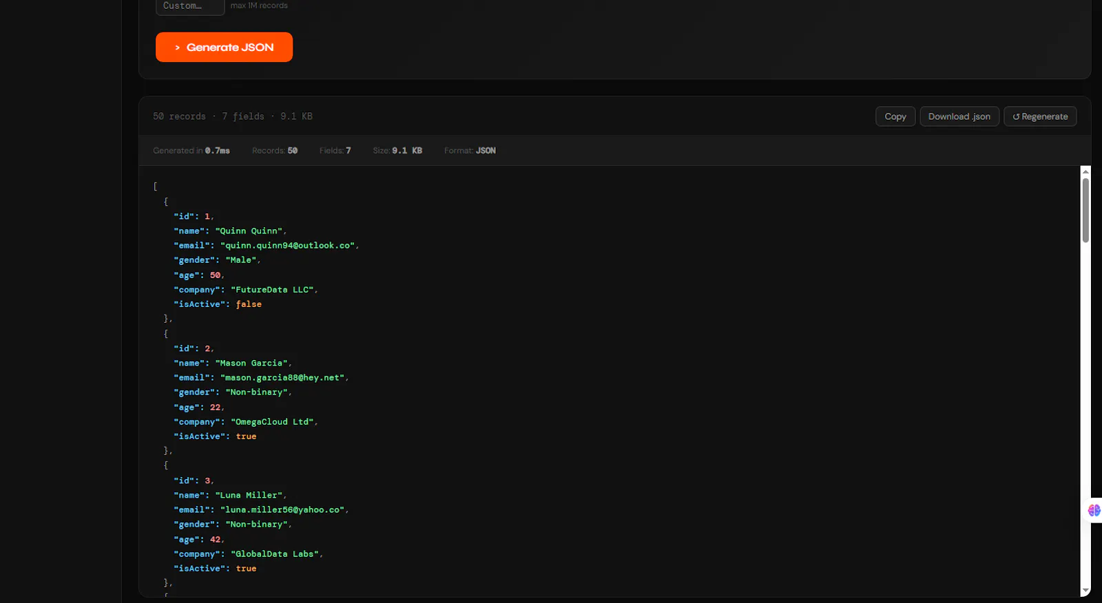 Dummy JSON Generator | JSONForge screenshot 3