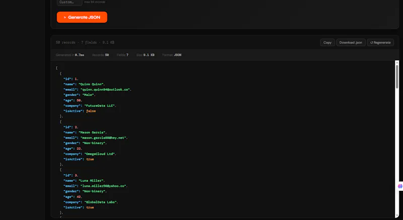 Dummy JSON Generator | JSONForge screenshot 3