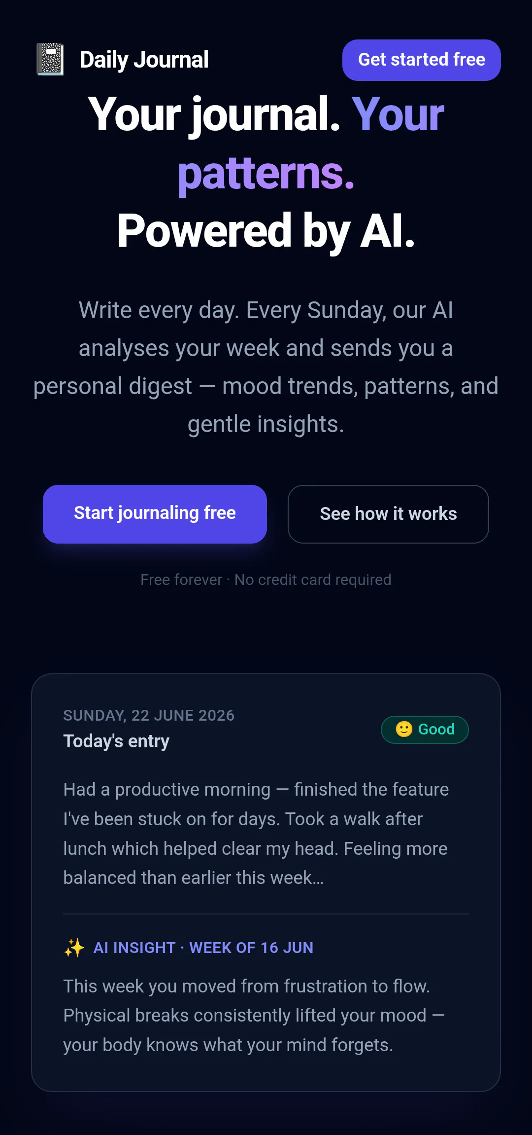 Daily Journal + AI Insights 截图 1