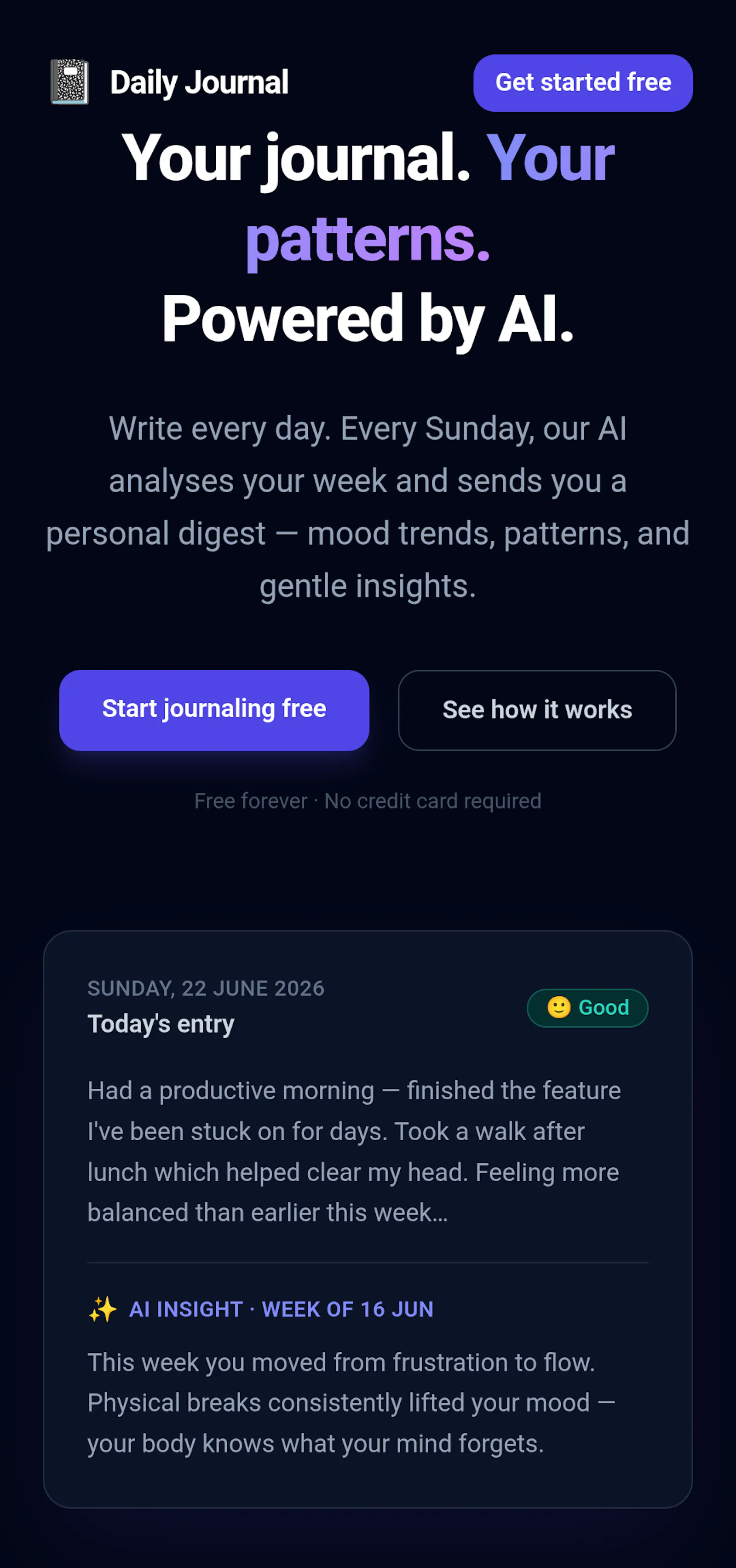 Daily Journal + AI Insights screenshot 1