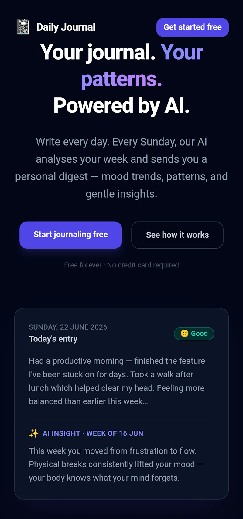 Daily Journal + AI Insights screenshot 1